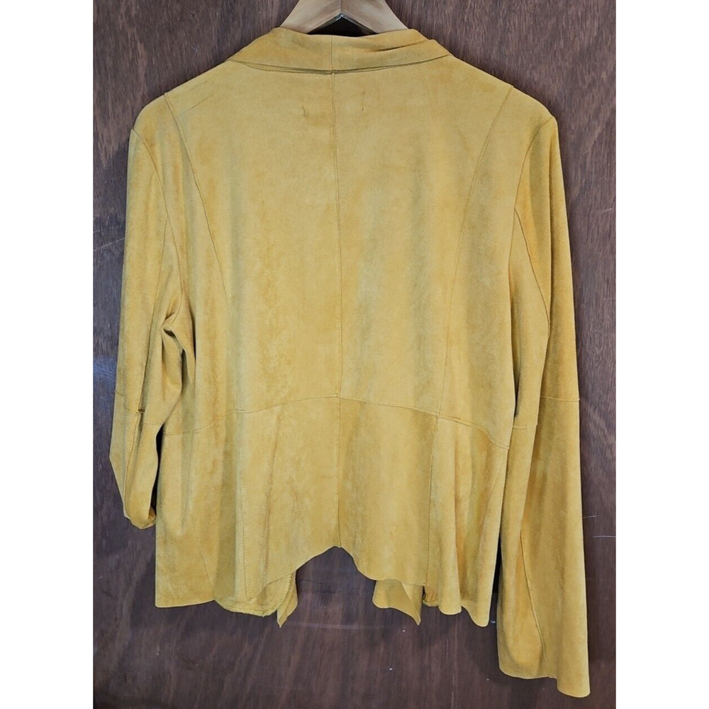 BAGATELLE Open Front Wrap Faux Suede MOTO Jacket Gold Yellow Mustard Sz W/LG EUC - Picture 4 of 16